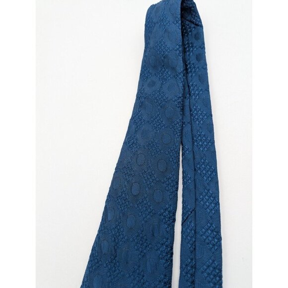 Vintage 60s 70s Men's Tie Guardsman Blue Textured Polyester Necktie - Picture 5 of 12